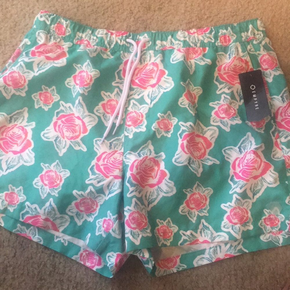 Blue and pink rose Empyre swimming trunks (medium)